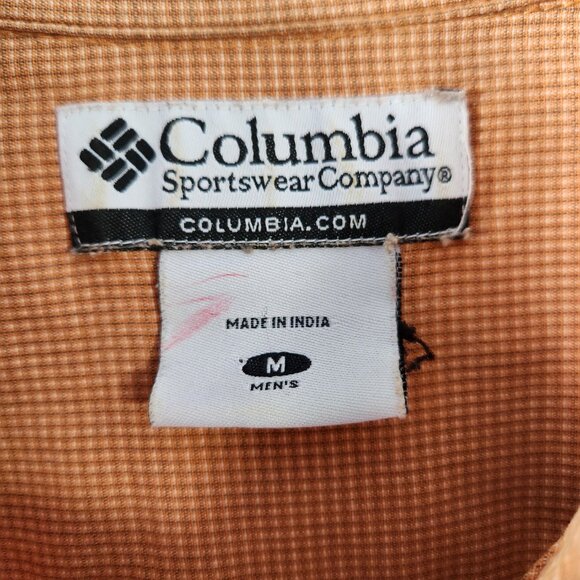 Columbia Men's Short Sleeve Button Down Shirt Orange Size Medium 100% Cotton - Picture 2 of 6